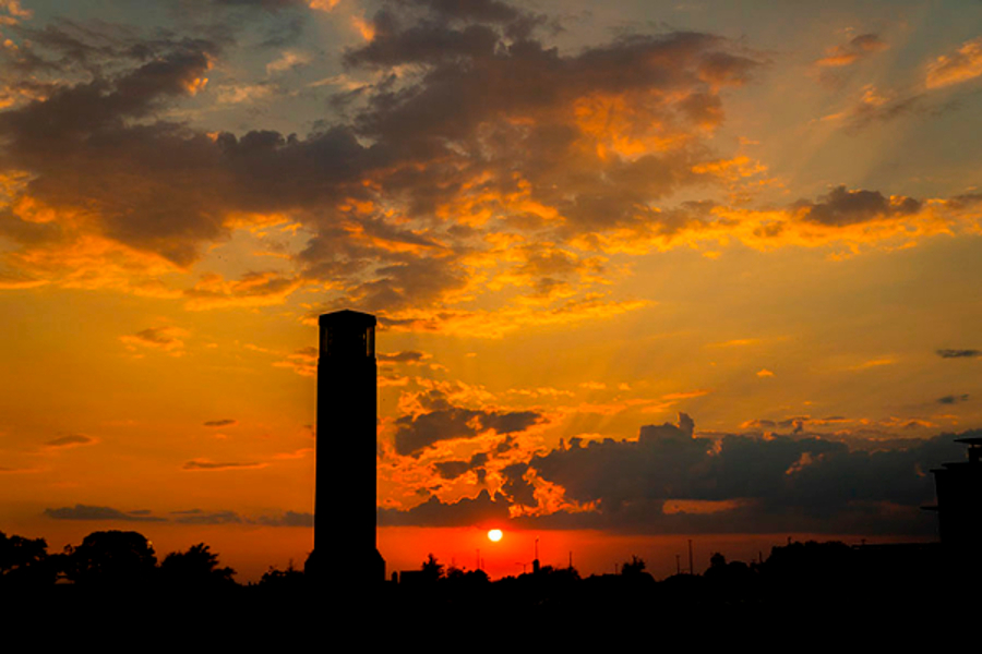 Albritton Bell Tower at sunset.